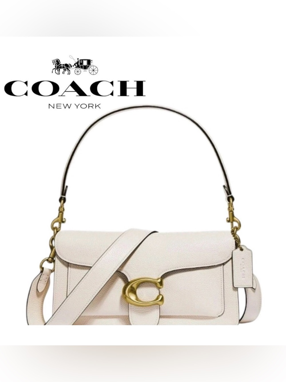COACH 73995 Crossbody TABBY SHOULDER BAG 26 Handbag 2WAY Chalk White Leather - Picture 6 of 13